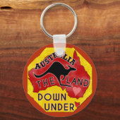 Australië Kaart Land neer onder met Kangaroo Retro Sleutelhanger (Voorkant)