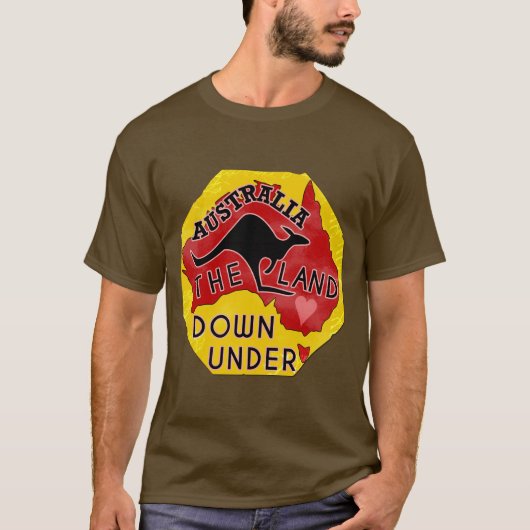 Australië Kaart Land neer onder met Kangaroo Retro T-shirt (Voorkant)