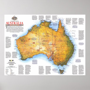 "Australië: kaart met reizen en geschiedenis van 1 Poster