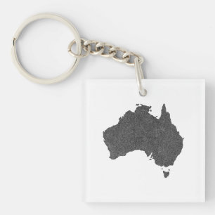 Australië Kaart Ontwerp met Verborgen Grenzen Sleutelhanger