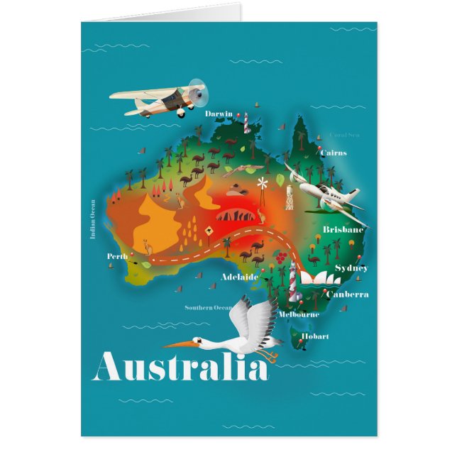 Australië Kaart Reisposter (Voorkant)