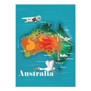 Australië Kaart Reisposter Foto Afdruk