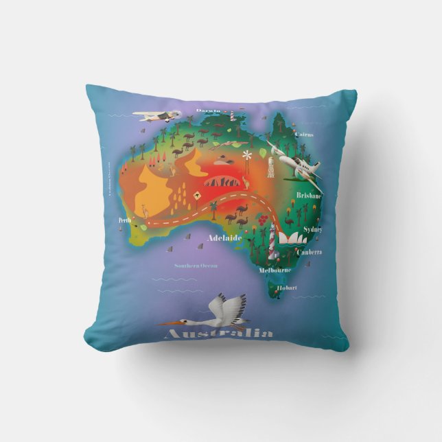 Australië Kaart Reisposter Kussen (Voorkant)