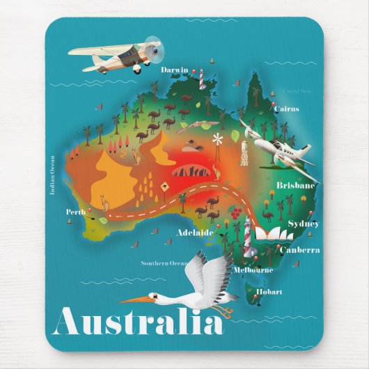 Australië Kaart Reisposter Muismat (Voorkant)