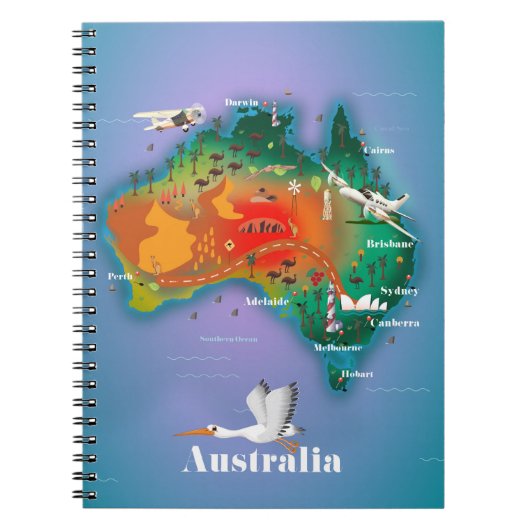 Australië Kaart Reisposter Notitieboek (Voorkant)