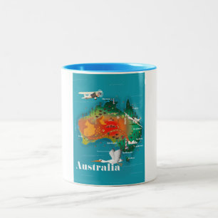 Australië Kaart Reisposter Tweekleurige Koffiemok