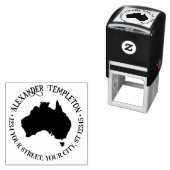 Australië Kaart Silhouette Ronde Naam Retouradres Zelfinktende Stempel (In situ)