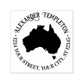 Australië Kaart Silhouette Ronde Naam Retouradres Zelfinktende Stempel (Design)
