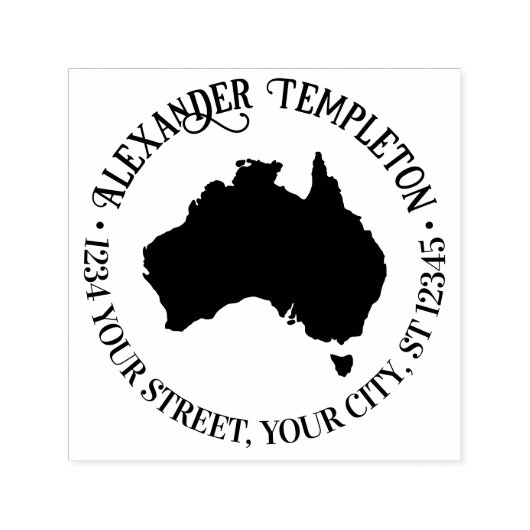 Australië Kaart Silhouette Ronde Naam Retouradres Zelfinktende Stempel (Design)