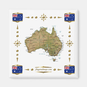 Australië Kaart + Vlaggen Magnet