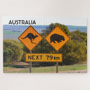 Australië: Kangaroo and wombat road signs Legpuzzel