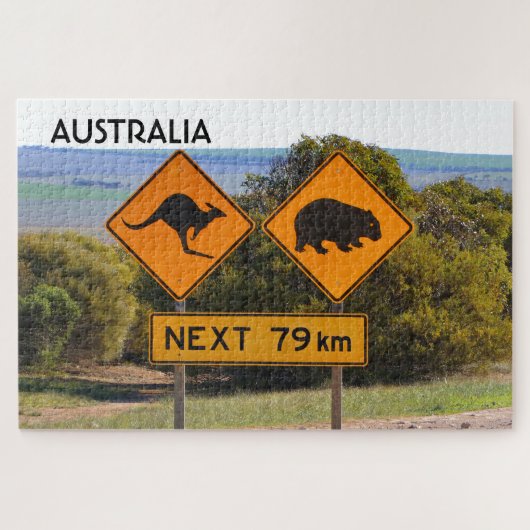 Australië: Kangaroo and wombat road signs Legpuzzel (Horizontaal)