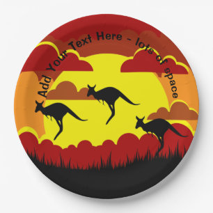 Australië Kangaroos Red Black Yellow 9-inch papie Papieren Bordje