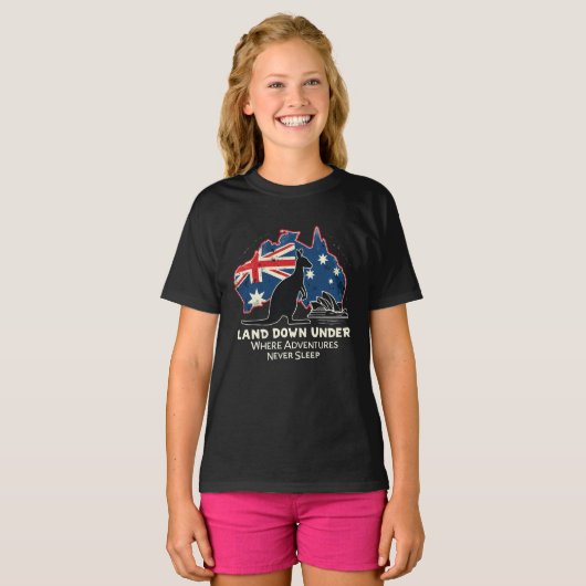 Australië Kangoeroe Aussies Land Down Under T-shirt (Voorkant volledig)