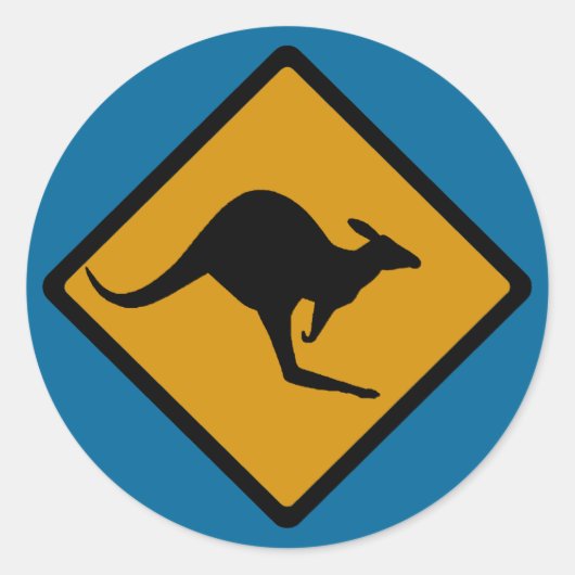 Australië Kangoeroe Crossing Sign Ronde Sticker (Voorkant)