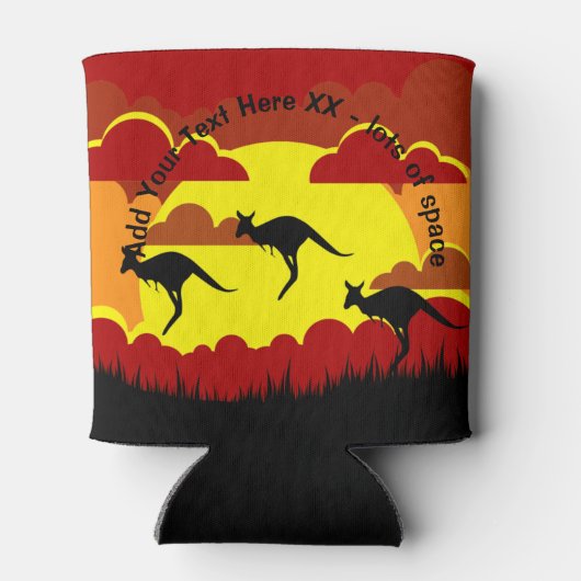 Australië Kangoeroe Rood Zwart Geel Stubby Houder Blikjeskoeler (Achterkant)