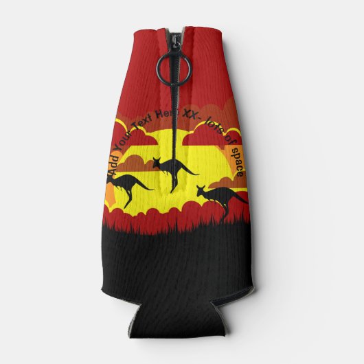 Australië Kangoeroe Rood Zwart Geel Stubby Houder Flesjeskoeler (Achterkant)