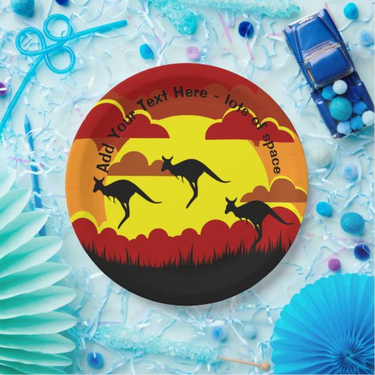 Australië Kangoeroes Rood Zwart Geel 9" Papier Pla Papieren Bordje (Feest)