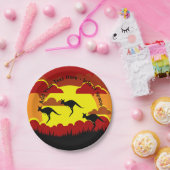 Australië Kangoeroes Rood Zwart Geel klein 7" Papieren Bordje (Feest)