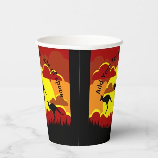 Australië Kangoeroes Rood Zwart Geel Papier Cups Papieren Bekers (Rechts)