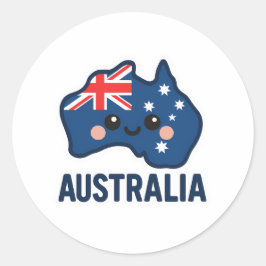 Australië Kawaii Fusion – vet en Schattig Ronde Sticker