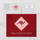 Australië Kerst kangoeroe grappig verkeersbord Feestdagenkaart (Voorkant / Achterkant)