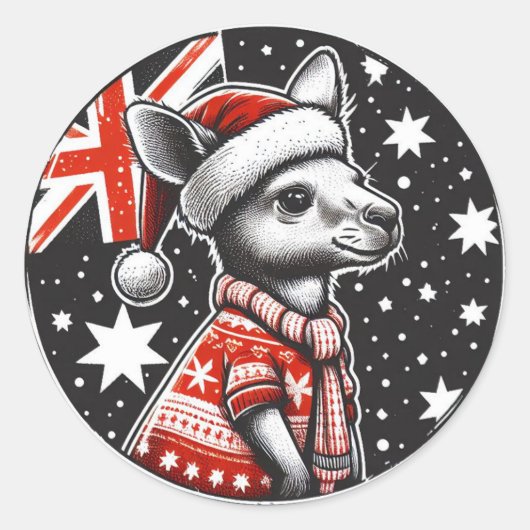 AUSTRALIË KERSTMIS RONDE STICKER (Voorkant)