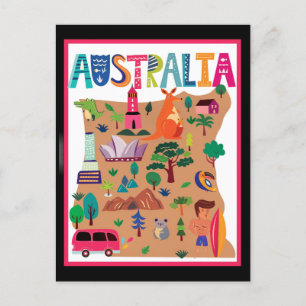 Australië kleurrijke reisposter briefkaart