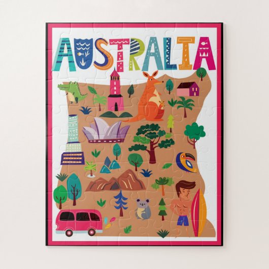 Australië kleurrijke reisposter legpuzzel (Verticaal)