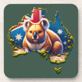 Australië Koala Beer vlag kaart Bier Onderzetter