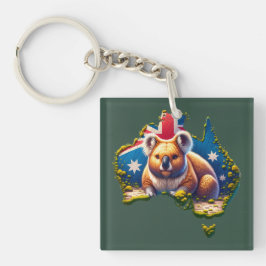 Australië Koala Beer vlag kaart Sleutelhanger