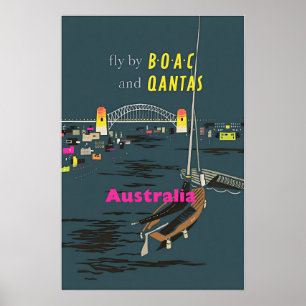 Australië Kunst Australische Reisprint BOAC en Qan Poster