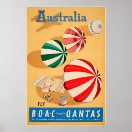Australië Kunst Australische Strandprint Qantas Re Poster