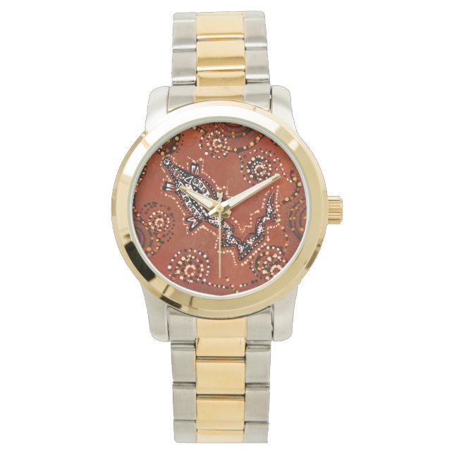 AUSTRALIË KUNST KROKODIL  HORLOGE (Voorkant)