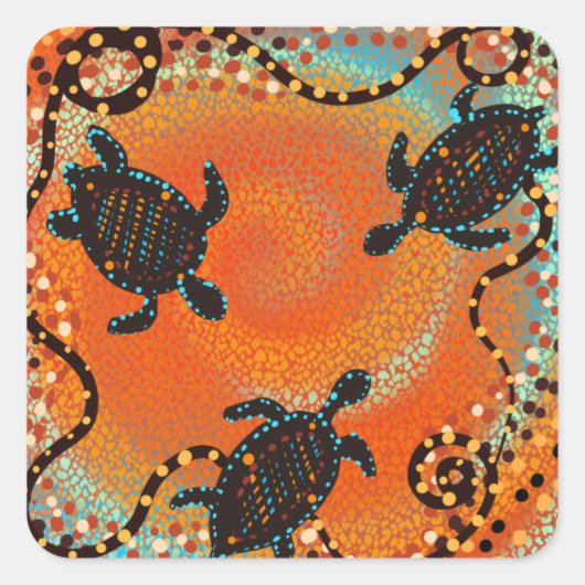 AUSTRALIË KUNST VIERKANTE STICKER (Voorkant)