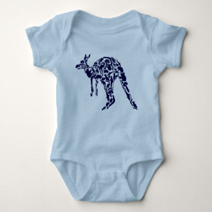 Australië Land onder Kangaroo Animal Blue Romper
