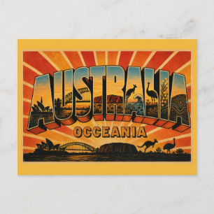 Australië Land Retro Reis Kunst Briefkaart
