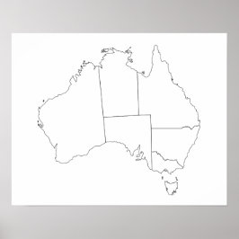 Australië Map Outline Poster