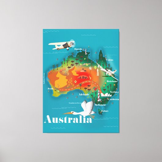 Australië Map Travel poster Canvas Afdruk (Voorkant)