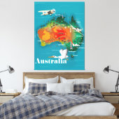 Australië Map Travel poster Canvas Afdruk (Insitu (Slaapkamer))