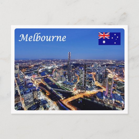 Australië - Melbourne bij nacht - Briefkaart (Voorkant)