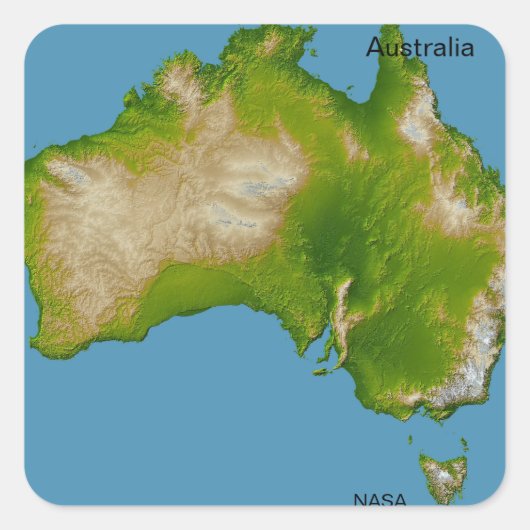 Australië, NASA vanaf Space Satellite Afbeelding Vierkante Sticker (Voorkant)