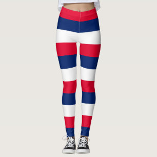 Australië Nationale Vlag Kleuren Horizontaal Gestr Leggings