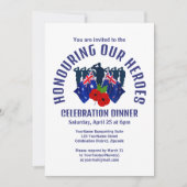 Australië Nieuw-Zeeland AC REMEMBRANCE Diner Kaart (Voorkant)