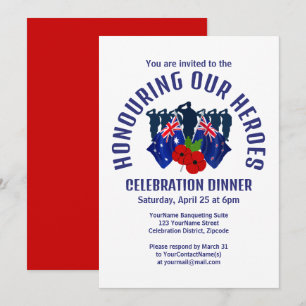 Australië Nieuw-Zeeland AC REMEMBRANCE Diner Kaart