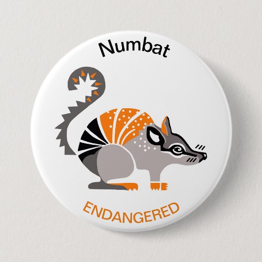 Australië - NUMBAT - Bedreigde dieren grafiek Ronde Button 7,6 Cm (Voorkant)