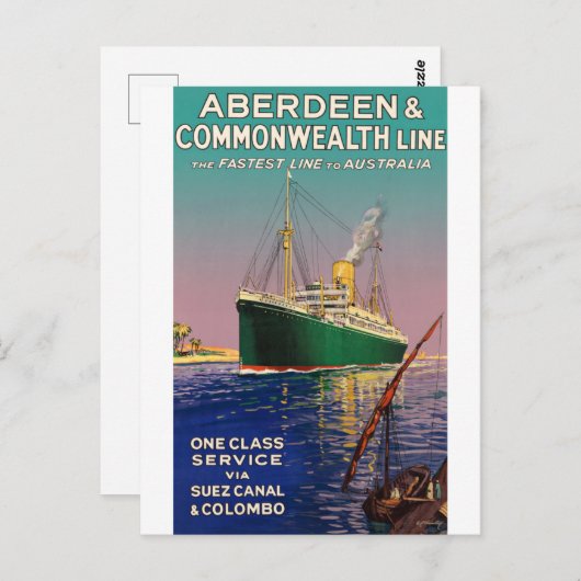 AUSTRALIË OCEAN LINER REIZEN BRIEFKAART (Voorkant / Achterkant)