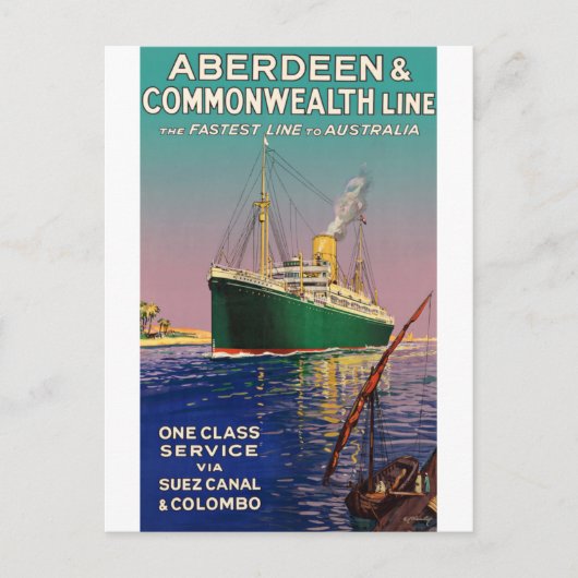 AUSTRALIË OCEAN LINER REIZEN BRIEFKAART (Voorkant)