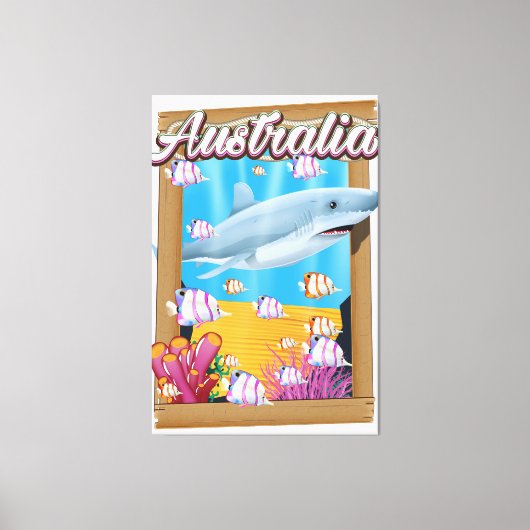 Australië Onderwater haai reizen poster Canvas Afdruk (Voorkant)