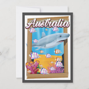 Australië Onderwater haai reizen poster Kaart